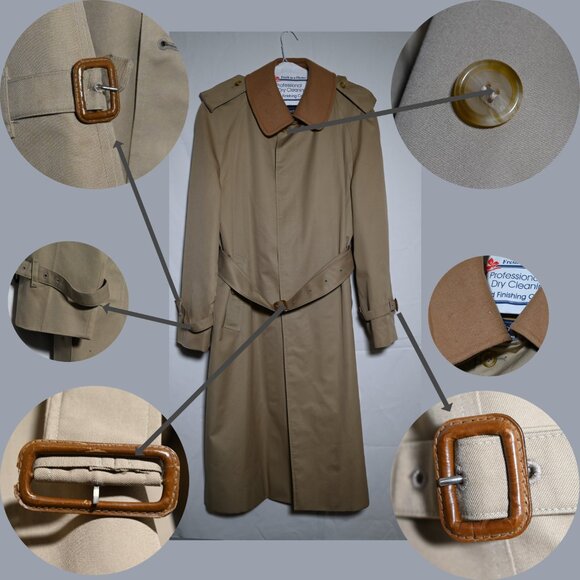 Burberry Men's Tan Nova Check Wool Lined Car Trench Coat - Size REGULAR 40 - Picture 3 of 9